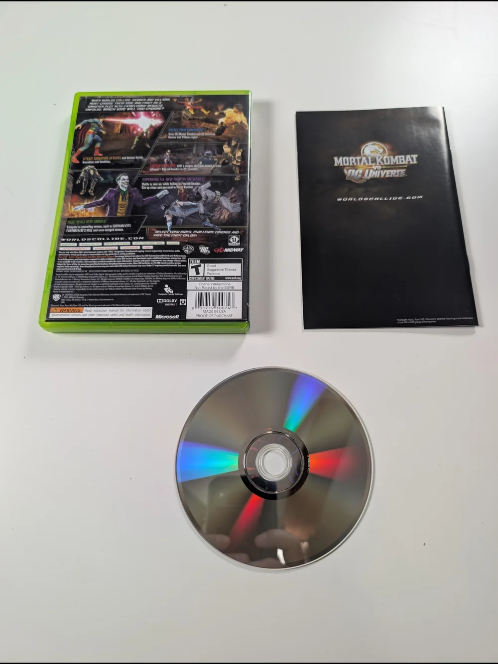 Mortal Kombat vs DC Universe Xbox 360 Game CIB Complete With Manual
